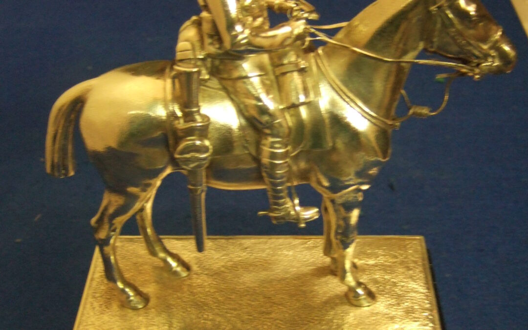 Silver Statuette of a Mounted Trooper of the 1/1st Royal Bucks Hussars presented to the Officers of the Regiment by Major George Warren Swire, 1916.