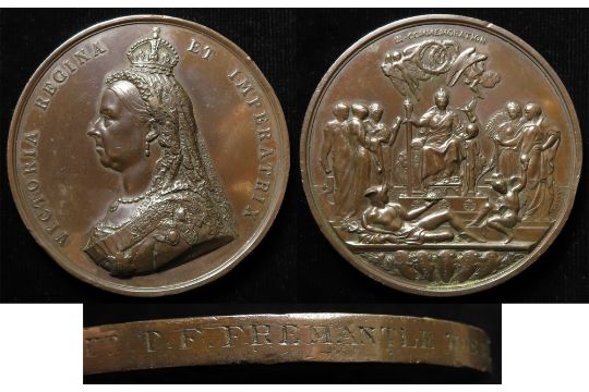 Bronze Jubilee Medal awarded to Private Joseph Emerton of No 3 (Buckingham) Company, 1st Bucks Rifle Volunteers, 20 September 1887